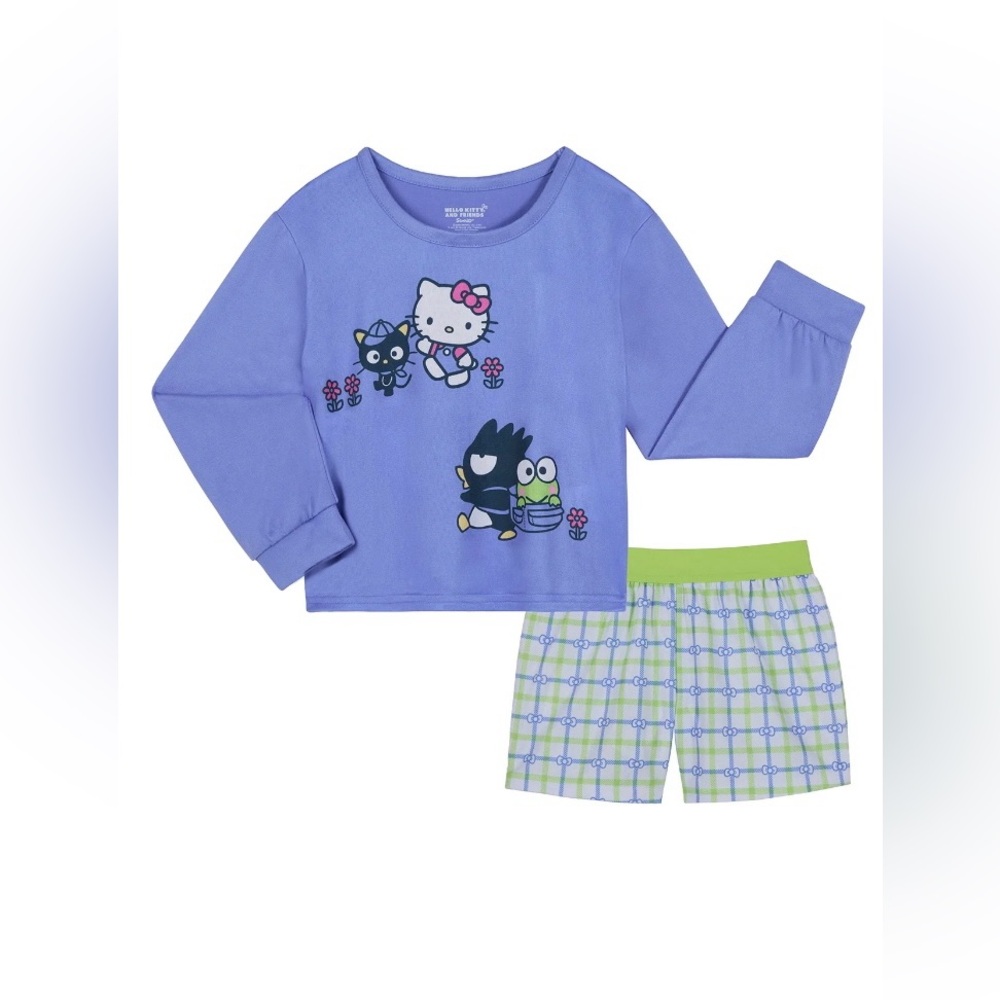 NWT Hello Kitty & Friends Girls Pajama Set XS 4/5 Periwinkle Sleepwear